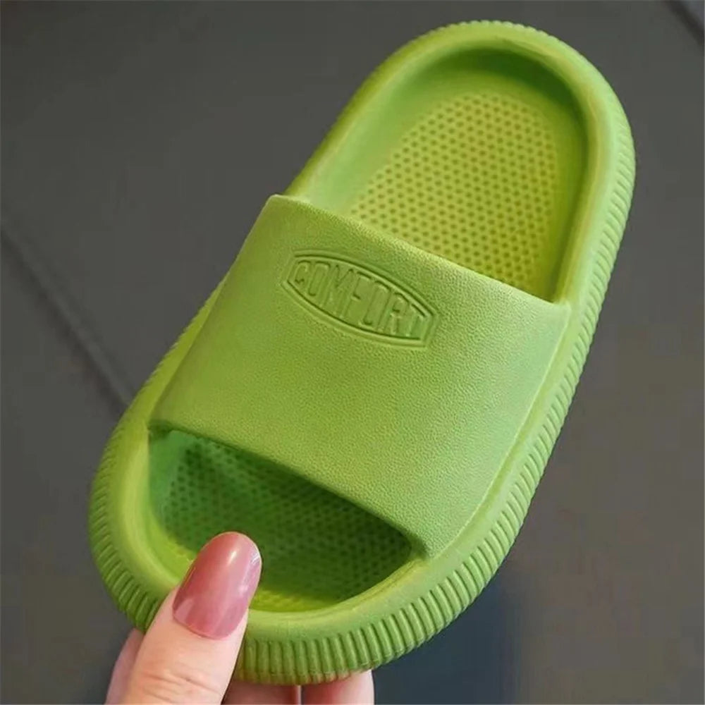 1 Pair Summer Children's Slippers Non-Slip PVC Slippers for Boys and Girls - Green / 24-25 - 2