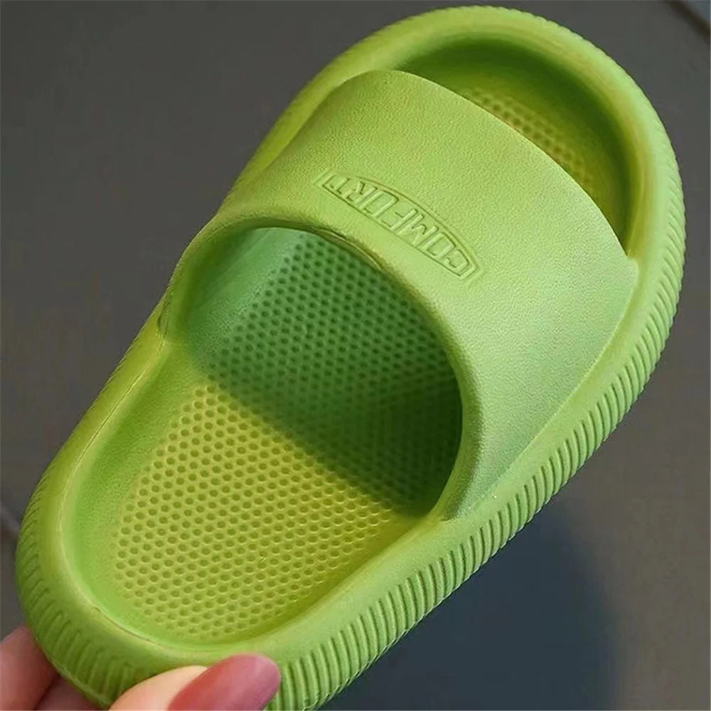 1 Pair Summer Children's Slippers Non-Slip PVC Slippers for Boys and Girls - Green / 24-25 - 4