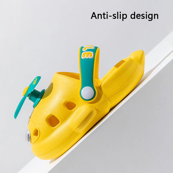 1 Pair Toddler Boys Girls Garden Shoes Cute Airplane Beach Sandals EVA Summer Slippers - Yellow / Size: 20-21 - 3