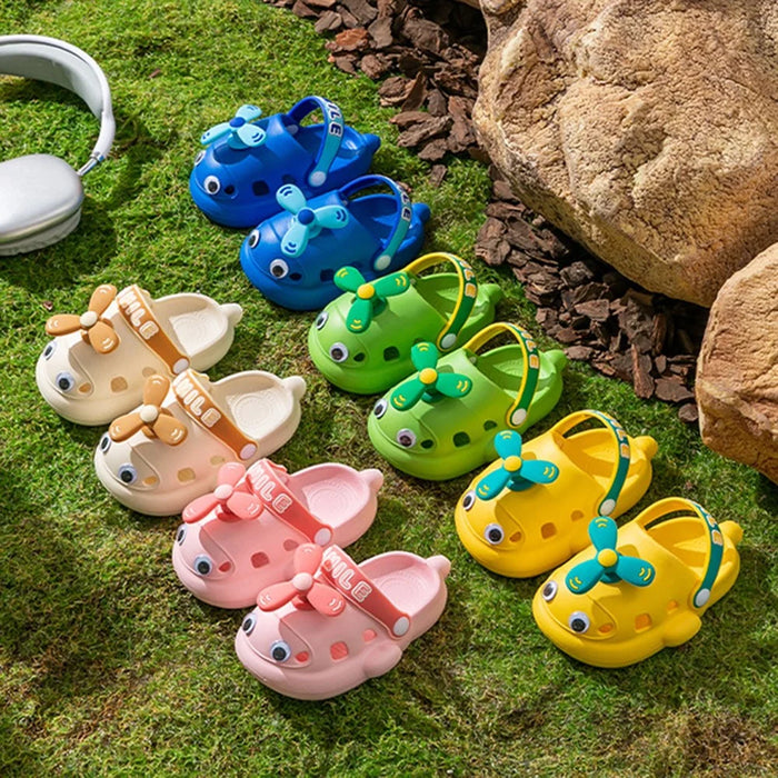 1 Pair Toddler Boys Girls Garden Shoes Cute Airplane Beach Sandals EVA Summer Slippers - Yellow / Size: 20-21 - 5