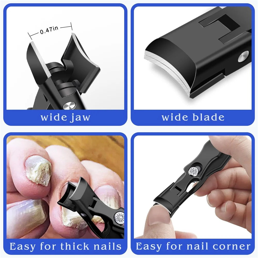 Stainless Steel Men Nail Cutter Nail Cutting Trimmer with Nail File and Storage Box - Black - 3