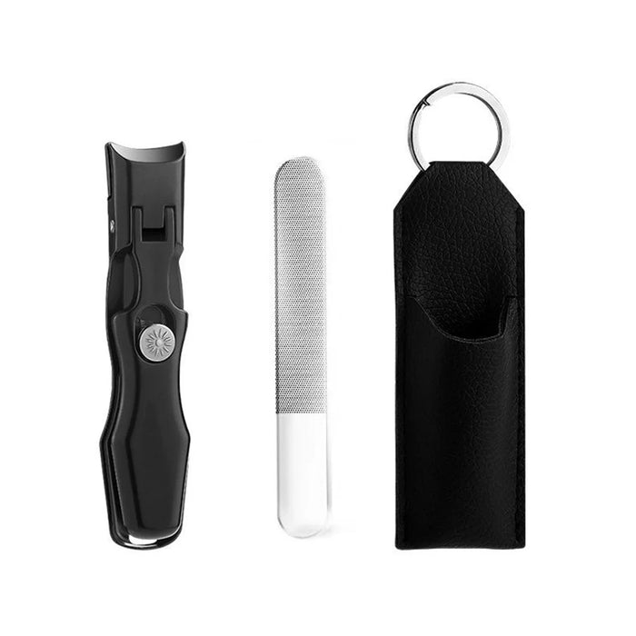 Anti-Splash Nail Clipper Stainless Steel Fingernails Toenails Cutter Nail Trimmer Manicure Tool - Black - 1