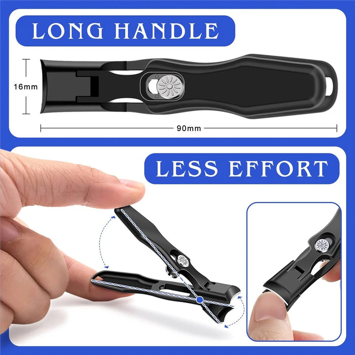Anti-Splash Nail Clipper Stainless Steel Fingernails Toenails Cutter Nail Trimmer Manicure Tool - Black - 2