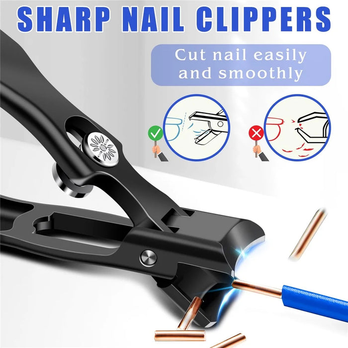 Anti-Splash Nail Clipper Stainless Steel Fingernails Toenails Cutter Nail Trimmer Manicure Tool - Black - 4