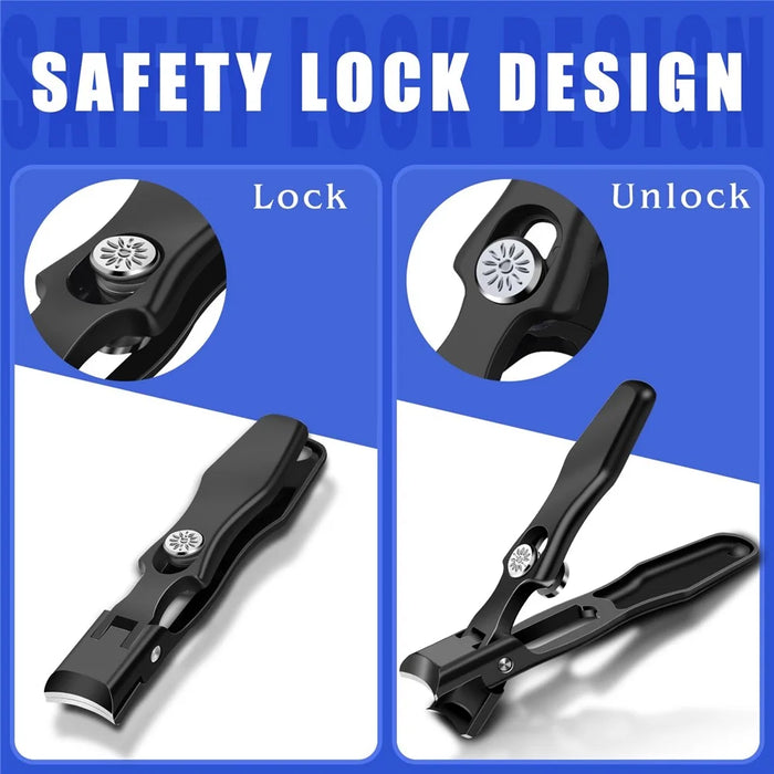 Anti-Splash Nail Clipper Stainless Steel Fingernails Toenails Cutter Nail Trimmer Manicure Tool - Black - 6