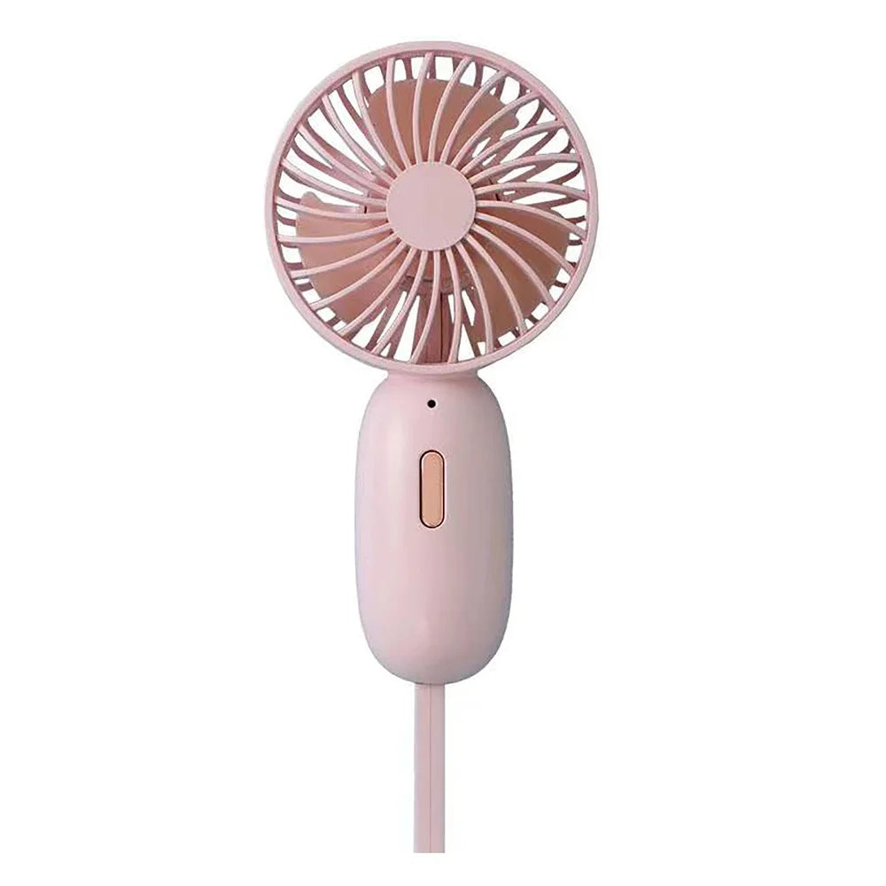 F211 Mini Handheld Fan 3 Speeds Adjustable Silent Fan with Wrist Strap - Pink - 1