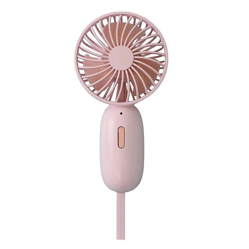 F211 Mini Handheld Fan 3 Speeds Adjustable Silent Fan with Wrist Strap - Pink - 1