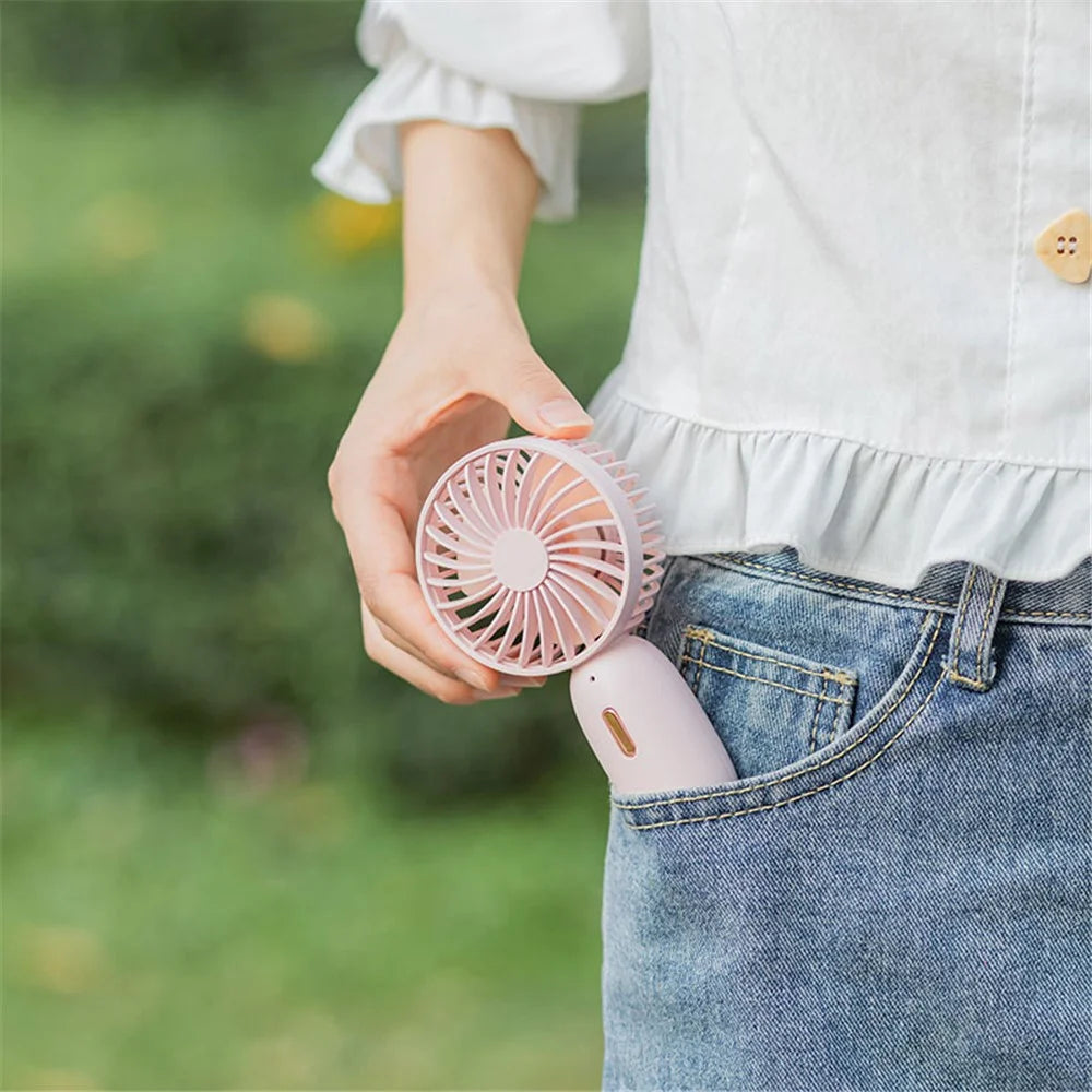 F211 Mini Handheld Fan 3 Speeds Adjustable Silent Fan with Wrist Strap - Pink - 5