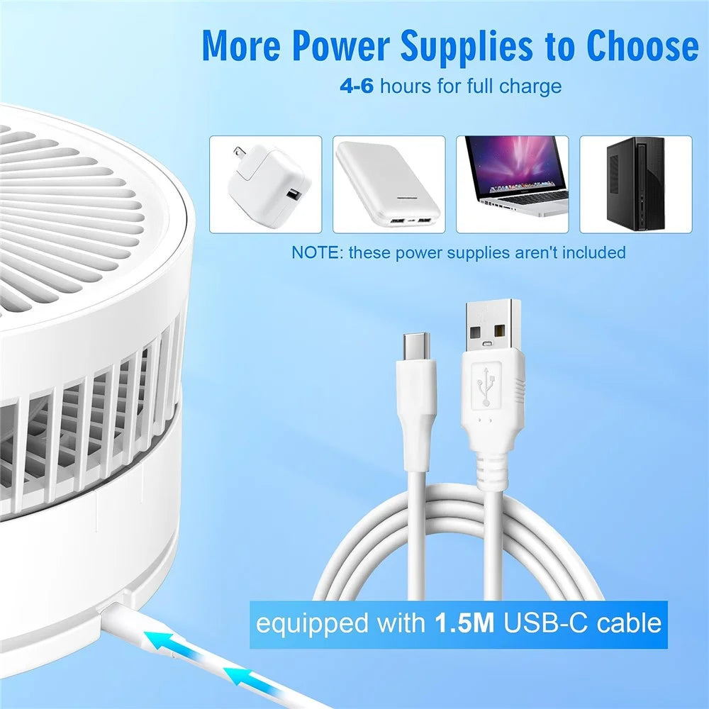 F9 Folding Telescopic Floor Desk Fan 4H Timer 4-Speed Adjustable Remote Control Fan - White - 7