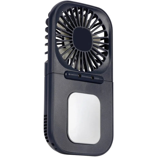 E6 Mini Handheld Neck Hanging Fan Cold Compress Function Foldable Summer Cooling Fan - Dark Blue - 1
