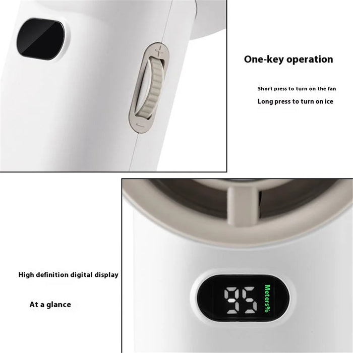 K39 Digital Display Stepless Speed Adjustable Semiconductor Cold Compress Summer Handheld Fan - White - 5