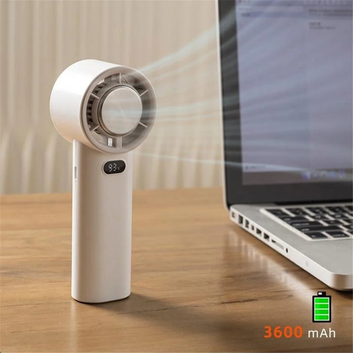 K39 Digital Display Stepless Speed Adjustable Semiconductor Cold Compress Summer Handheld Fan - White - 7