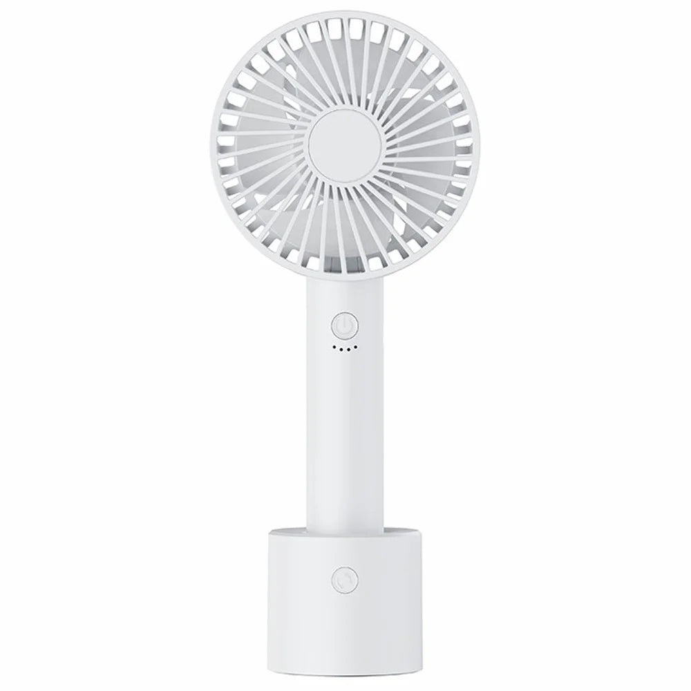 F69 Summer Cooling Fan 4 Speed Adjustable Automatic Rotation Portable Desktop Fan with Base - White - 1