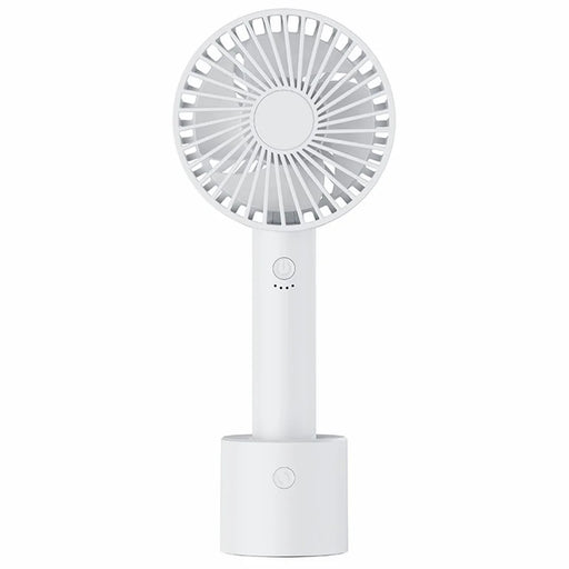 F69 Summer Cooling Fan 4 Speed Adjustable Automatic Rotation Portable Desktop Fan with Base - White - 1