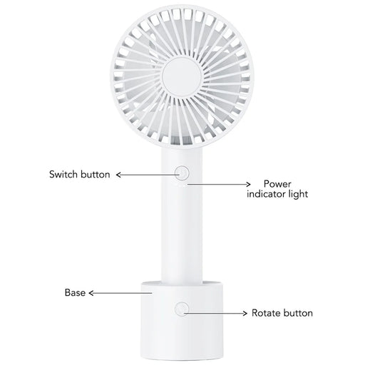 F69 Summer Cooling Fan 4 Speed Adjustable Automatic Rotation Portable Desktop Fan with Base - White - 2