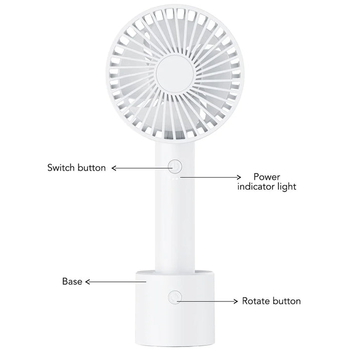F69 Summer Cooling Fan 4 Speed Adjustable Automatic Rotation Portable Desktop Fan with Base - White - 2