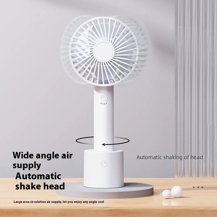 F69 Summer Cooling Fan 4 Speed Adjustable Automatic Rotation Portable Desktop Fan with Base - White - 3
