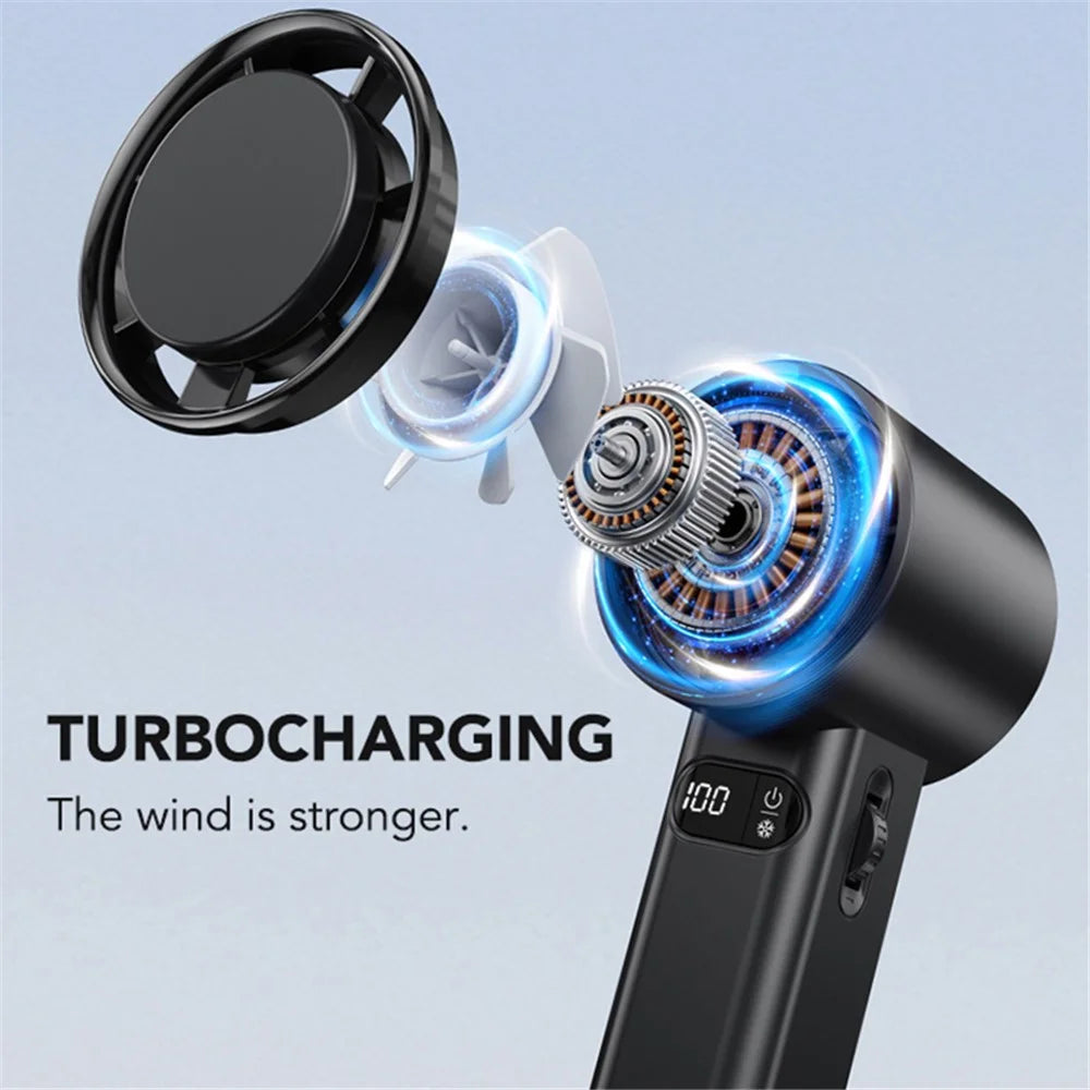 F83 High Speed Turbo Handheld Fan Summer Cooling Desktop Fan - Black - 2