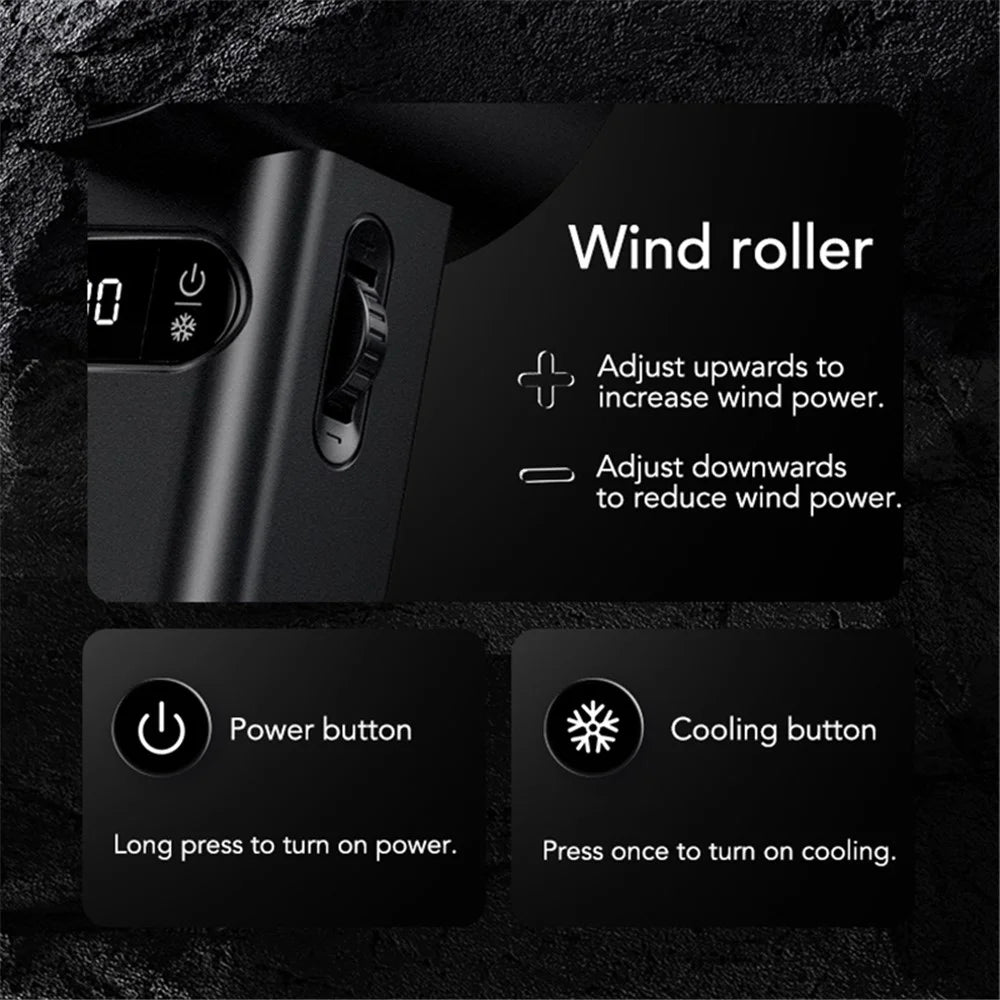 F83 High Speed Turbo Handheld Fan Summer Cooling Desktop Fan - Black - 3