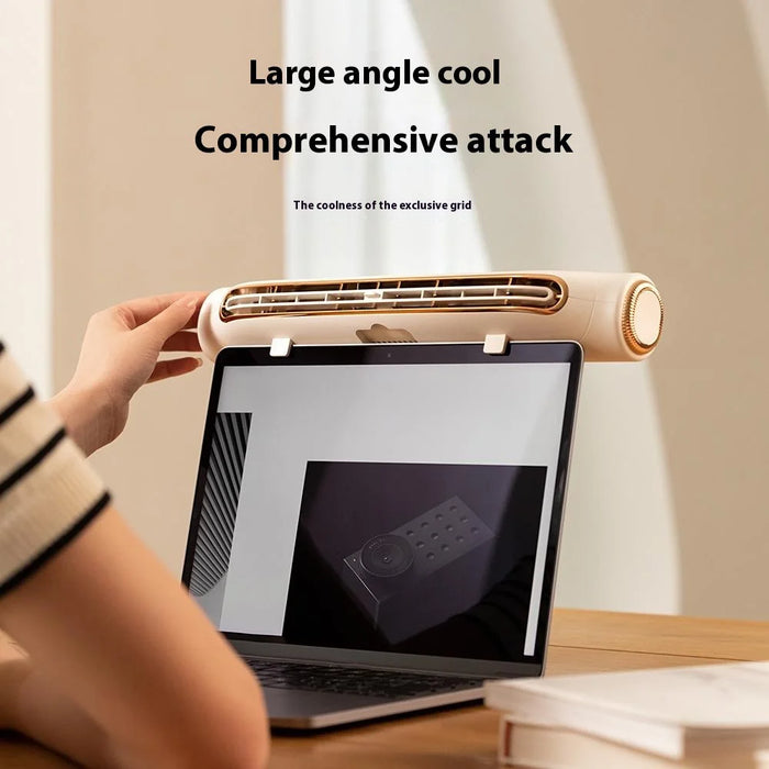 F81 Clip On Computer Fan USB Rechargeable Desk Cooling Fan for Office Home - White - 6