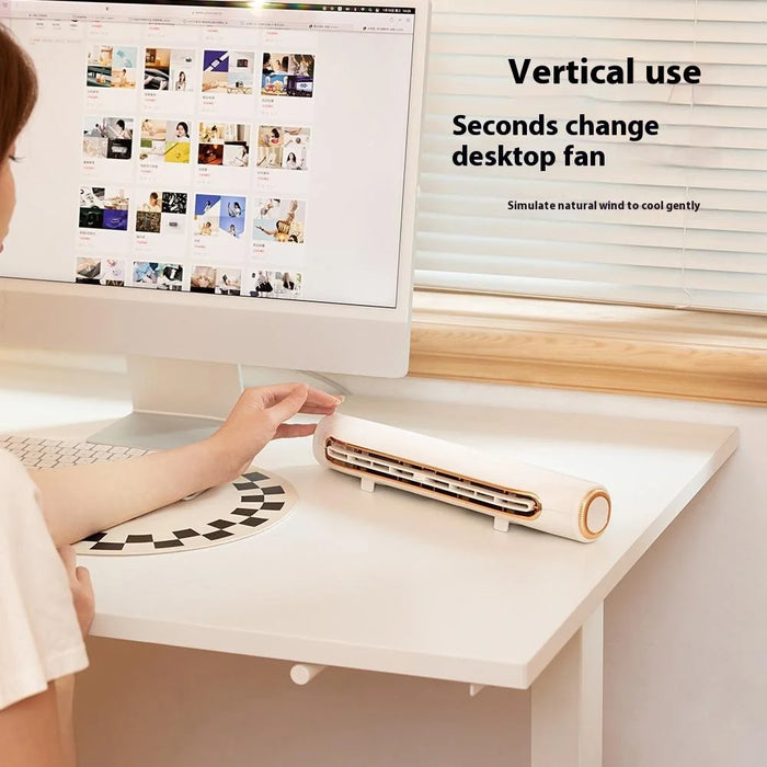 F81 Clip On Computer Fan USB Rechargeable Desk Cooling Fan for Office Home - White - 7
