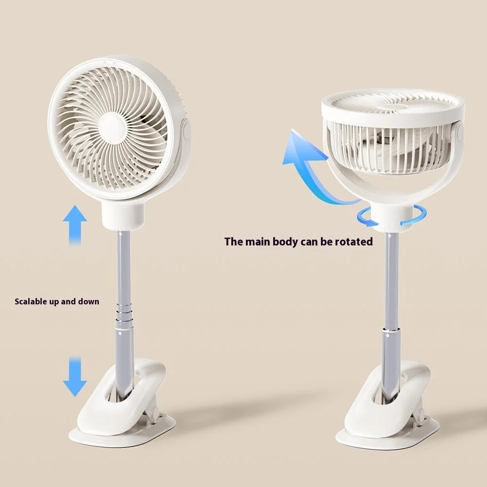 RD12 Clip On Desk Fan Rechargeable Telescopic Floor Fan Rotation Design Summer Cooler - 6