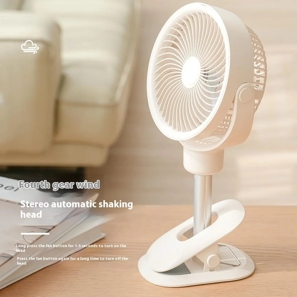 RD12 Clip On Desk Fan Rechargeable Telescopic Floor Fan Rotation Design Summer Cooler - 7