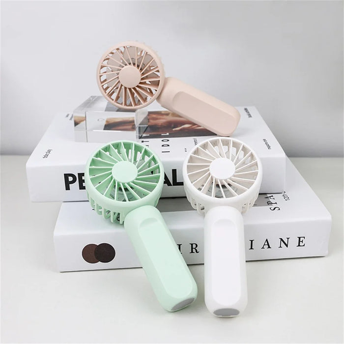 Portable Handheld Fan 3 Speeds Adjustable Low Noise Mini Desk Fan with Detachable Base - White - 6