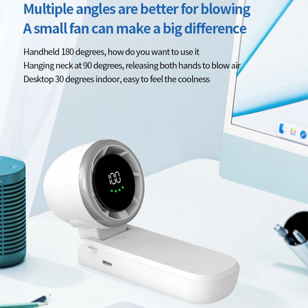 A9 Foldable Mini Fan 100-Speed Adjustable Portable Handheld USB Rechargeable Cooling Fan - White - 3