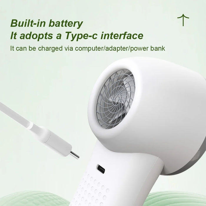 A8 5-Speed Handheld Turbo Fan USB Rechargeable Summer Portable Cooling Fan - White - 7