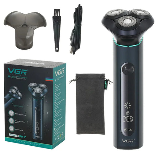 VGR V-310 USB Rechargeable Smart Electric Shaver LCD Digital Display Three-head Floating Razor - 1