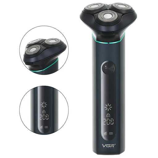 VGR V-310 USB Rechargeable Smart Electric Shaver LCD Digital Display Three-head Floating Razor - 2
