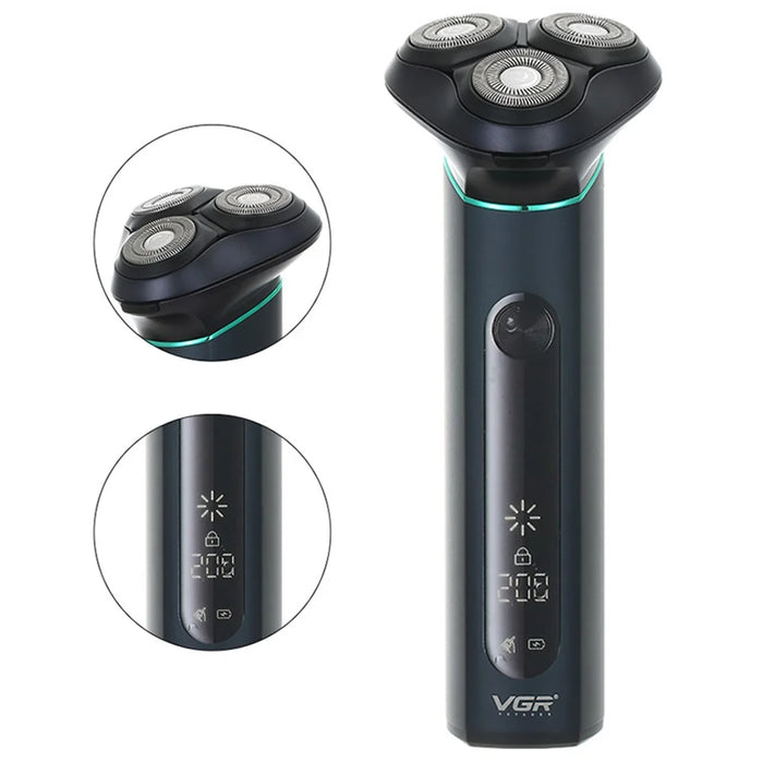 VGR V-310 USB Rechargeable Smart Electric Shaver LCD Digital Display Three-head Floating Razor - 2