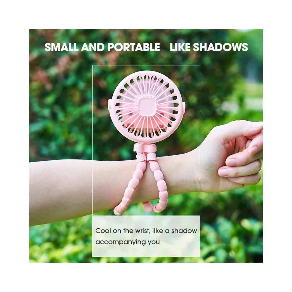 Portable Baby Stroller Octopus Fan USB Rechargeable Flexible Legs 3 Wind Speed Summer Cooling Fan - Pink - 5
