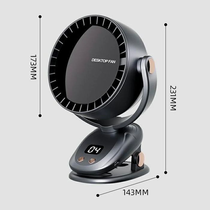 6 Gears Adjustable Clip On Bladeless Fan Rechargeable Desktop Fan ( Built In 3600mAh Battery ) - Milky White - 7