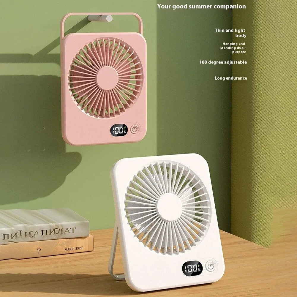 Ultra Thin Desktop Fan Digital Display 5 Speeds Adjustable Cooling Fan with Foldable Stand - White - 2