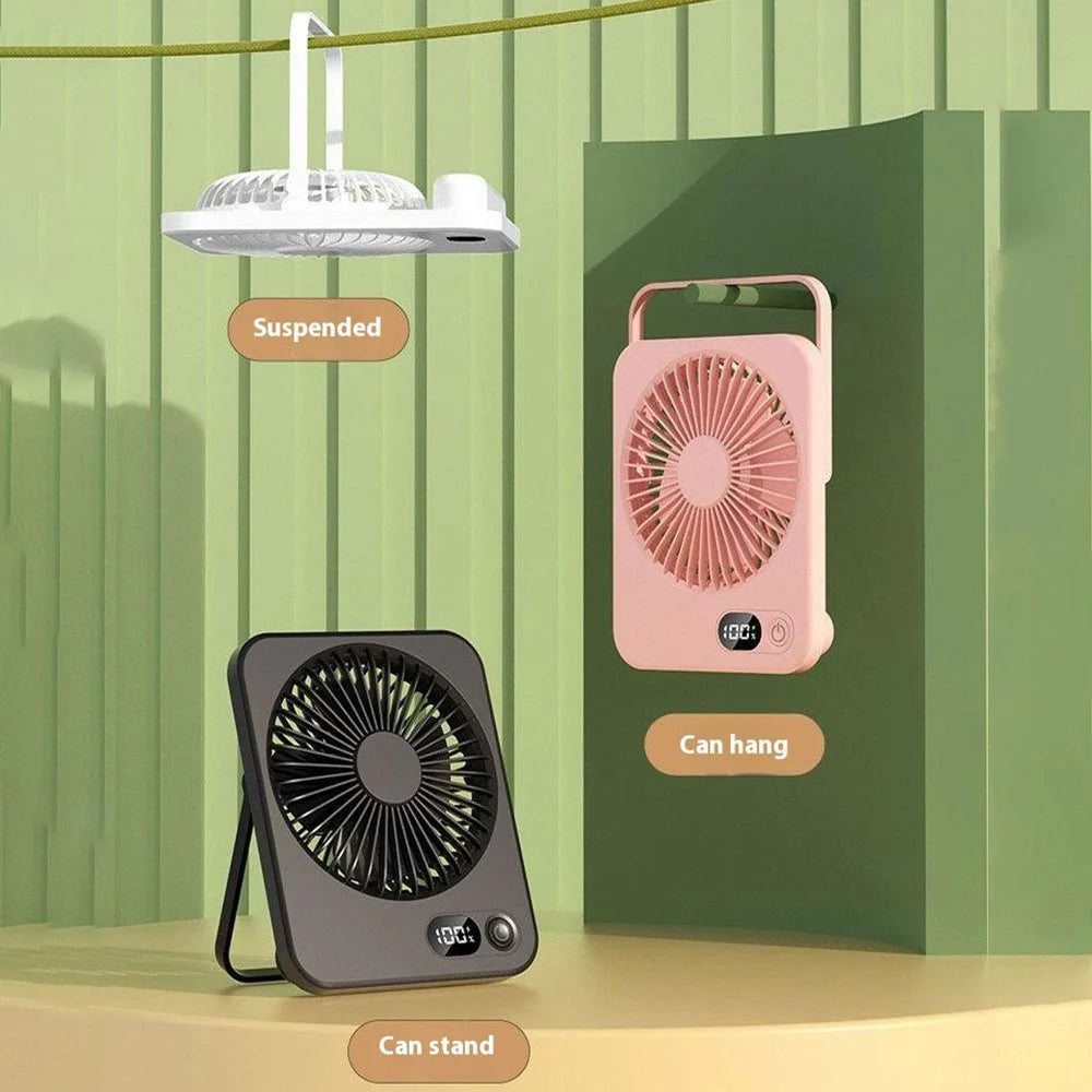 Ultra Thin Desktop Fan Digital Display 5 Speeds Adjustable Cooling Fan with Foldable Stand - White - 4