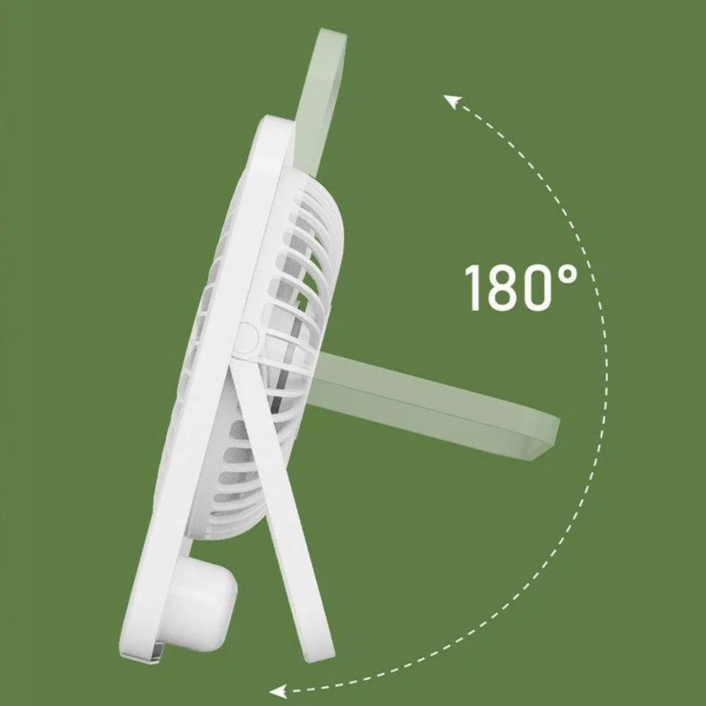 Ultra Thin Desktop Fan Digital Display 5 Speeds Adjustable Cooling Fan with Foldable Stand - White - 5