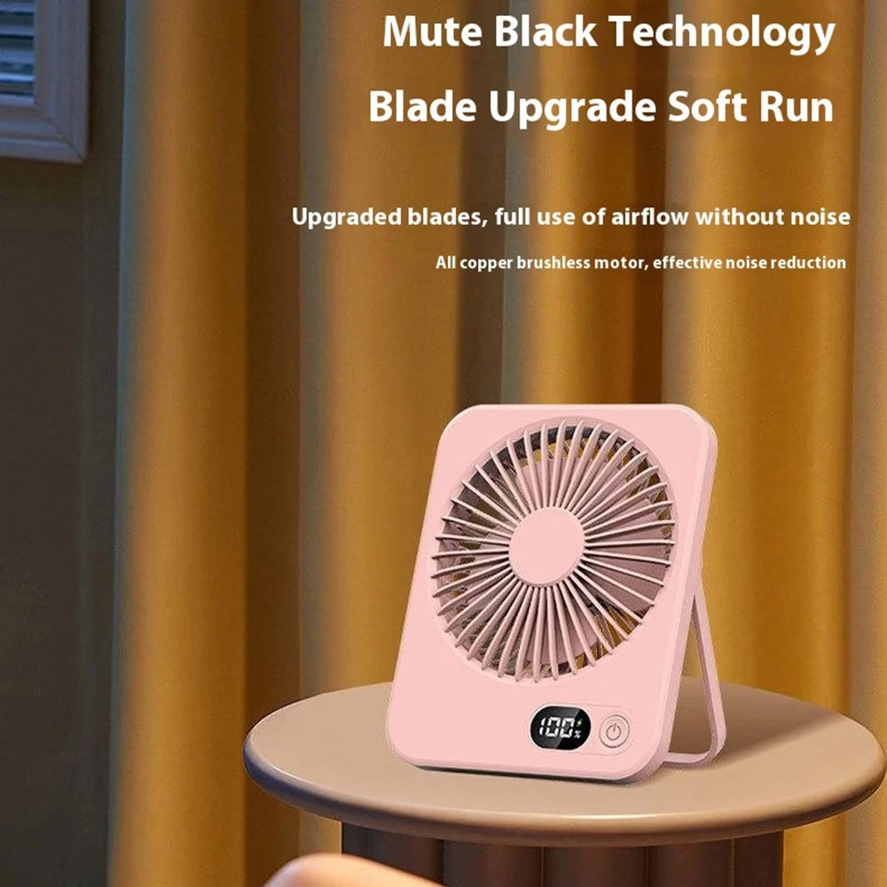 Ultra Thin Desktop Fan Digital Display 5 Speeds Adjustable Cooling Fan with Foldable Stand - White - 7