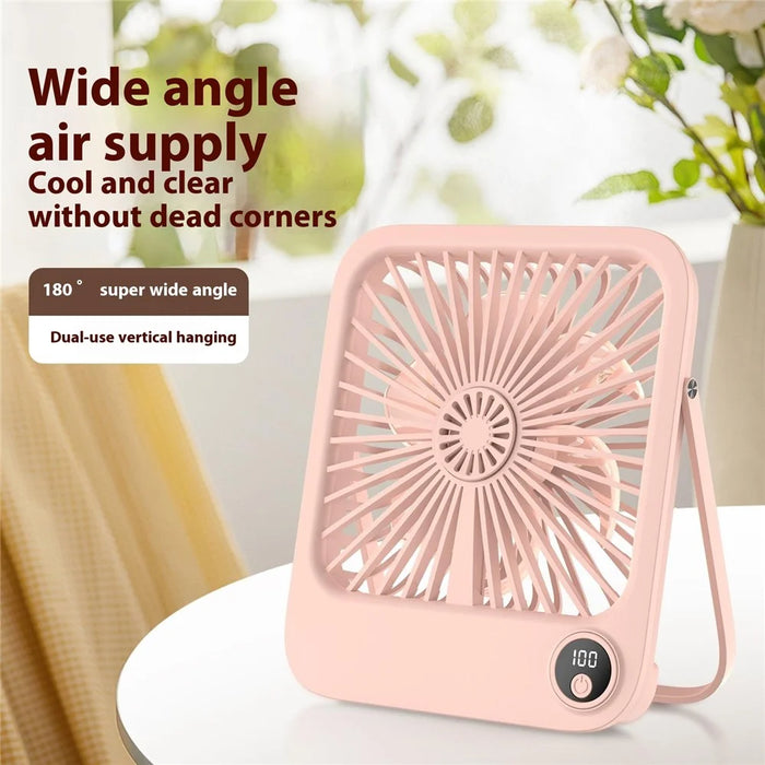 W30 2000mAh Portable Desk Fan Ultra Thin Wall Mount 5 Speed Digital Display Personal Fan - Beige - 2