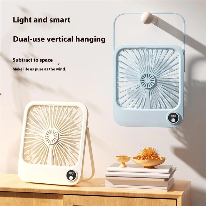 W30 2000mAh Portable Desk Fan Ultra Thin Wall Mount 5 Speed Digital Display Personal Fan - Beige - 3