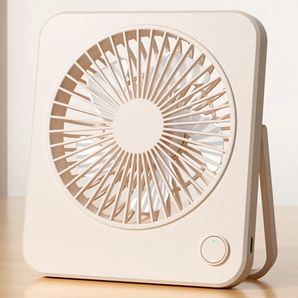 W70 Ultra Thin Desktop Fan USB Rechargeable Quiet Portable Handheld Fan with 1200mAh Battery - Beige - 1