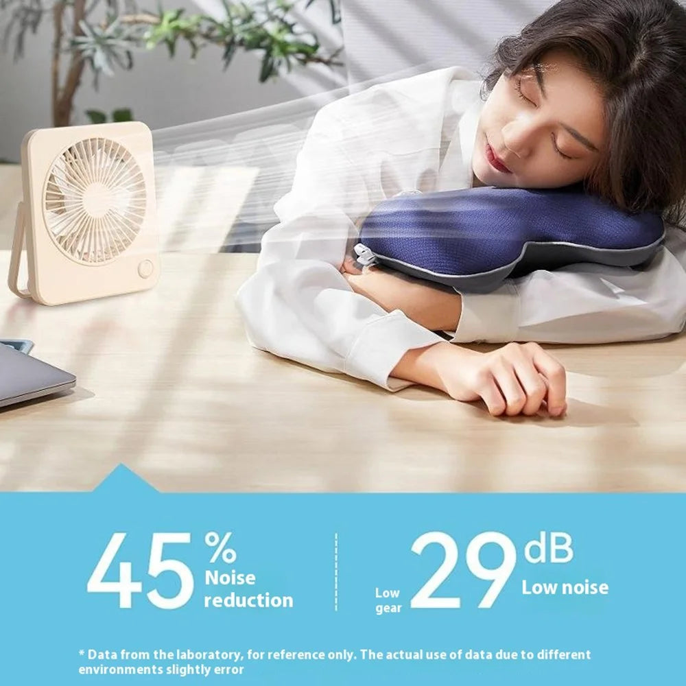 W70 Ultra Thin Desktop Fan USB Rechargeable Quiet Portable Handheld Fan with 1200mAh Battery - Beige - 4