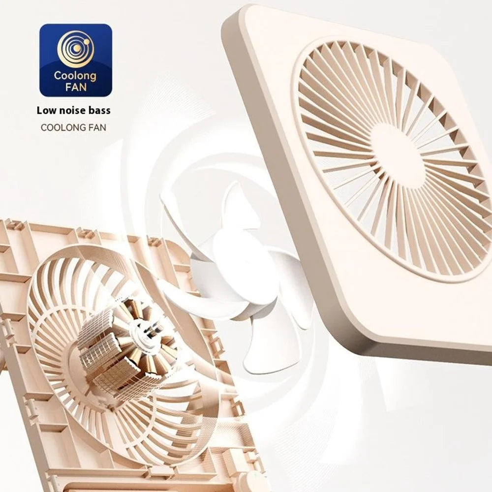 W70 Ultra Thin Desktop Fan USB Rechargeable Quiet Portable Handheld Fan with 1200mAh Battery - Beige - 5