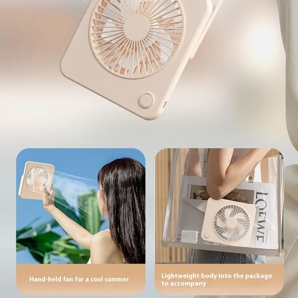 W70 Ultra Thin Desktop Fan USB Rechargeable Quiet Portable Handheld Fan with 1200mAh Battery - Beige - 6