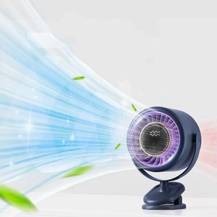 T30 Portable Desktop Fan 3600mAh USB Rechargeable Digital Display Clip-On Personal Fan 6 Speeds - Blue - 2
