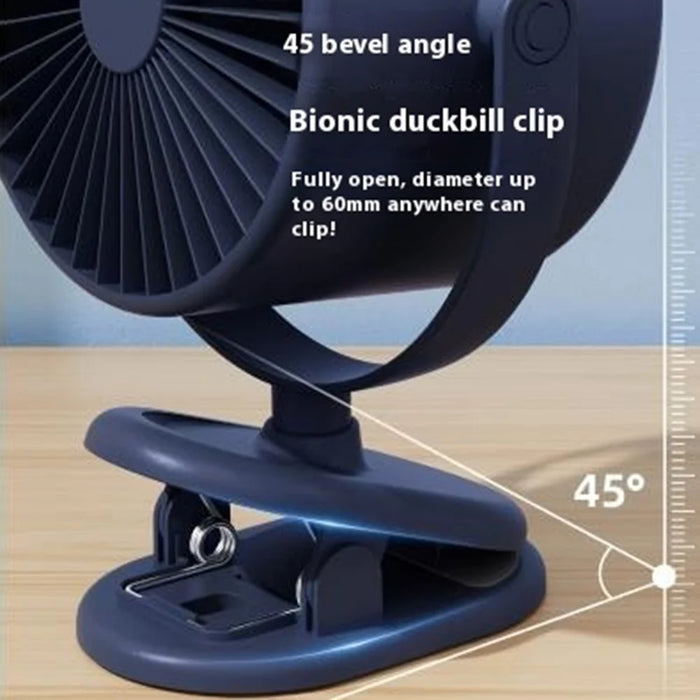 T30 Portable Desktop Fan 3600mAh USB Rechargeable Digital Display Clip-On Personal Fan 6 Speeds - Blue - 5