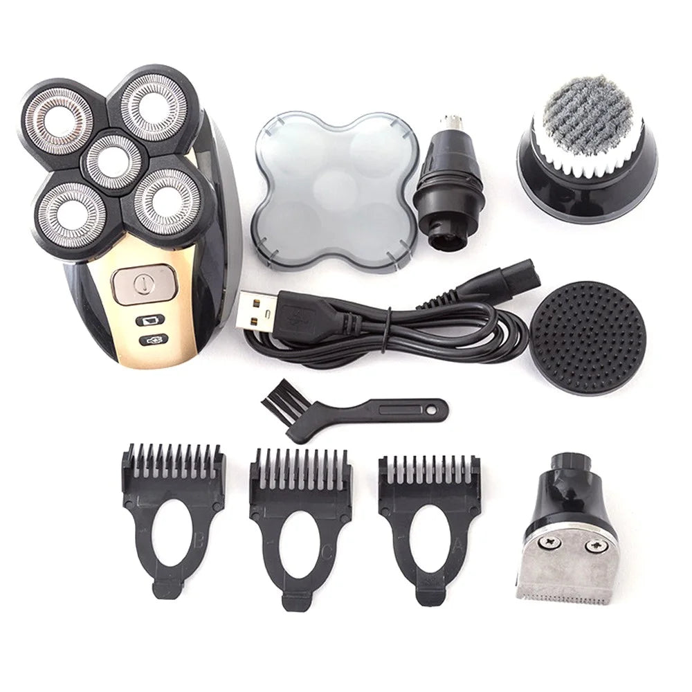 1800 5 in 1 Electric Shaver Full Body Washable Rechargeable Razor with 5 Heads - 1