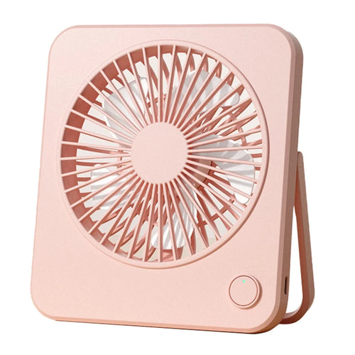 W70 Ultra Thin Desktop Mini Fan USB Charging 3 Speeds Cooling Fan with Foldable Stand - Pink - 1