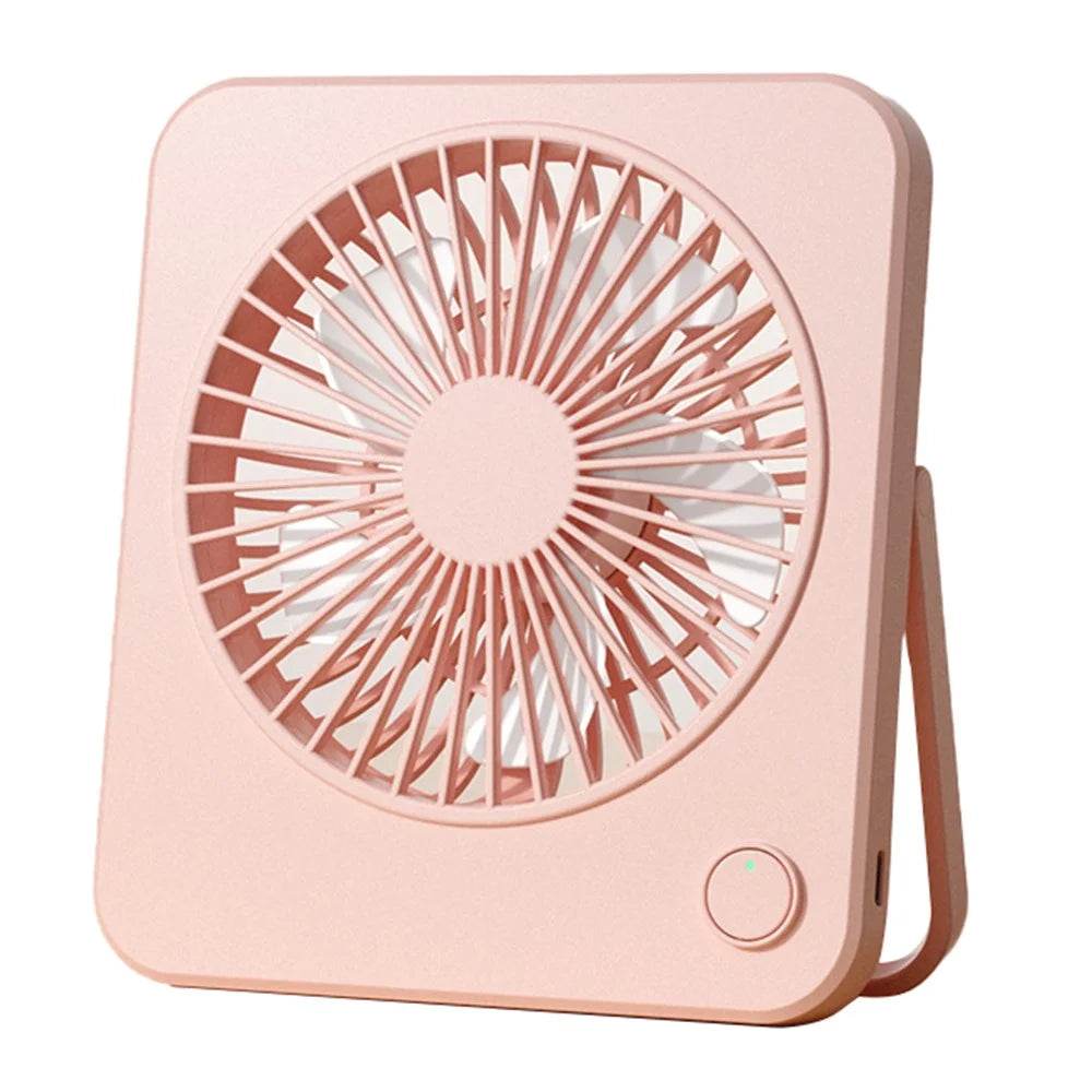 W70 Ultra Thin Desktop Mini Fan USB Charging 3 Speeds Cooling Fan with Foldable Stand - Pink - 1